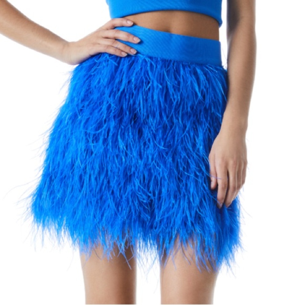 Alice + Olivia | CINA FEATHER SKIRT | Palace Blue | Size 2